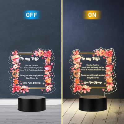 Acrylic Led Lamp Romantic Gift for Couples Warm White Light Gift Item for Wedding, Anniversary, Birthday & Valentine's Day (to My Wife Gift)